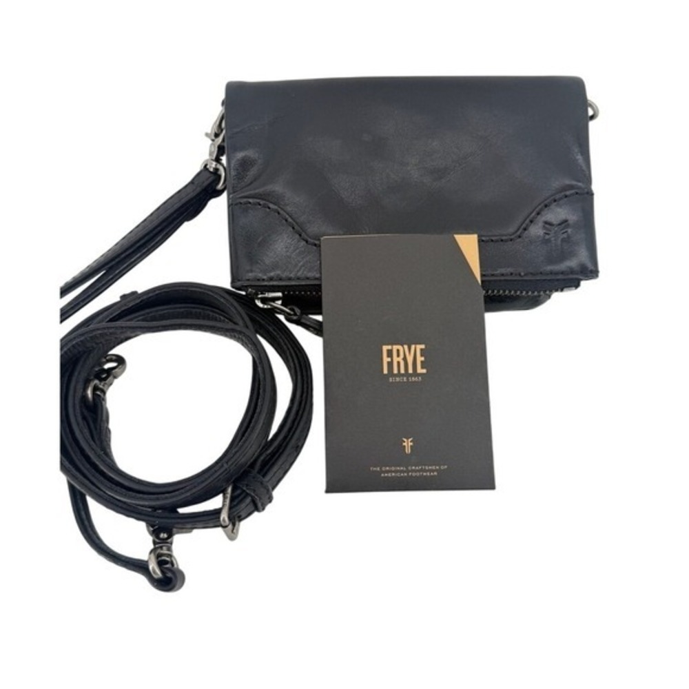 Frye Melissa Black Leather Crossbody Wallet Bag with Adjustable Strap Travel